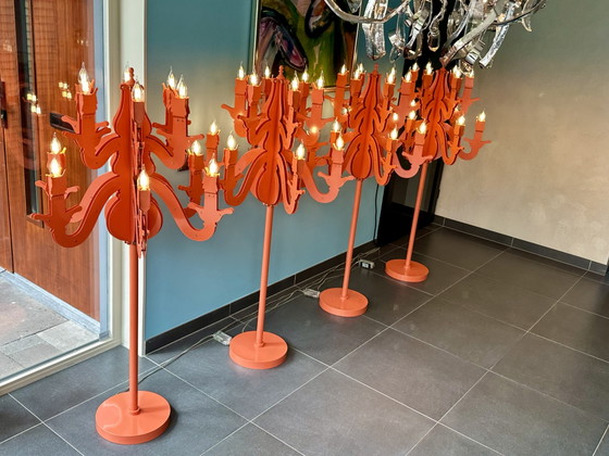 Lampadaires baroques vintage d'Amsterdam, 146 cm, lot de 4 – Brand van Egmond, polished steel, Glass (photo 11 of 15)