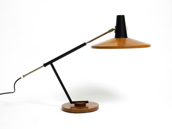 Image 1 of Lampe de table moderne Mid Century par George Frydman pour Temde avec placage de teck en très bon état