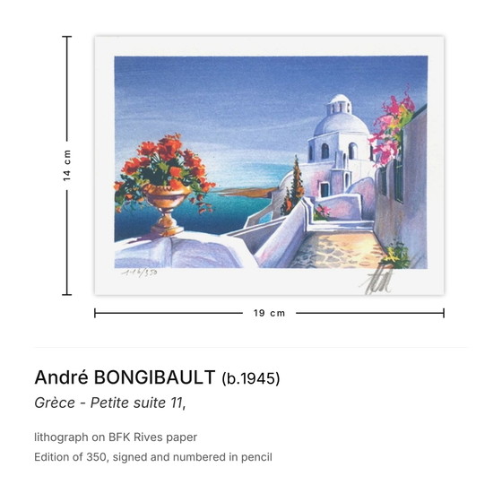 André Bongibault Signed Lithograph Grèce - Petite Suite 11 – Lithographs & prints, Paper (photo 3 of 5)