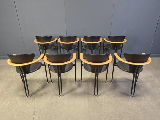 Image 1 of Vintage leren fauteuils van Arrben Italy, jaren 80 - set van 8
