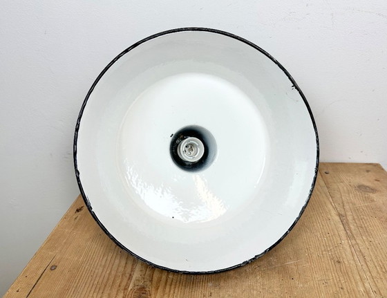 Image 1 of Lampada da fabbrica industriale in smalto blu con parte superiore in ghisa, anni '60