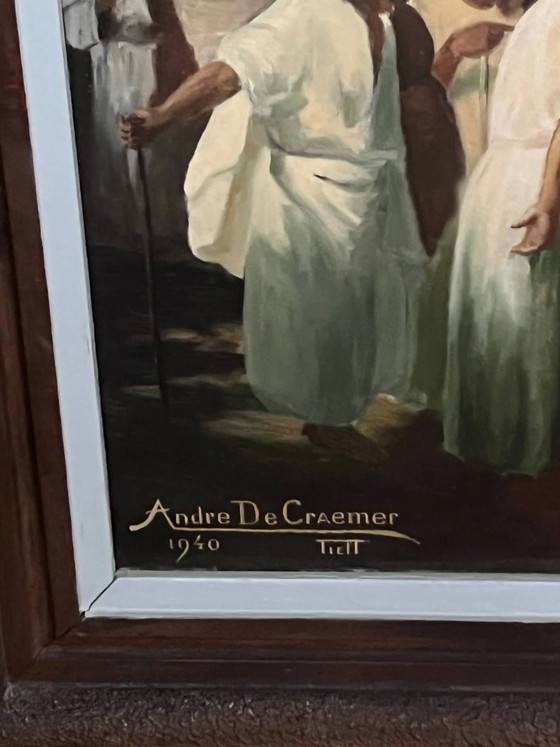A. De Cramer. Groot schilderij. "Bijbelse scène" – Schilderijen & Tekeningen, Canvas (photo 6 of 8)