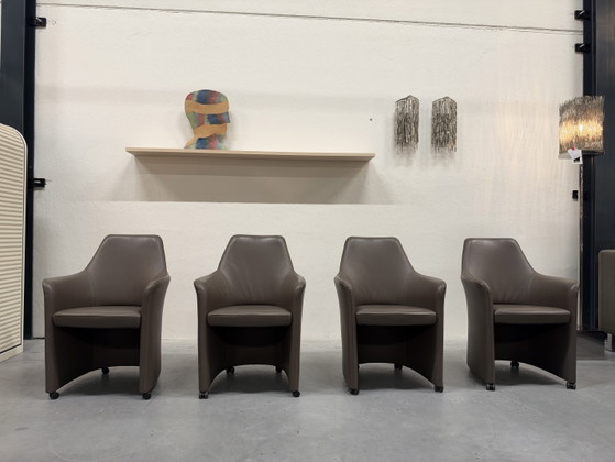 4 Leolux Lirio Esszimmerstühle braunes Leder (Foto 5 von 25)