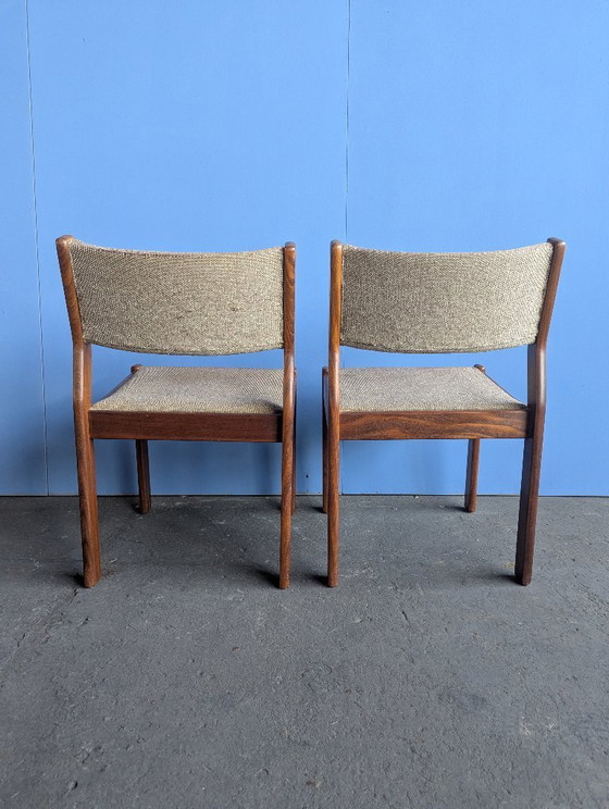 Image 1 of 2x Esszimmerstühle aus beigefarbenem/braunem Teakholz im Mid-Century-Stil