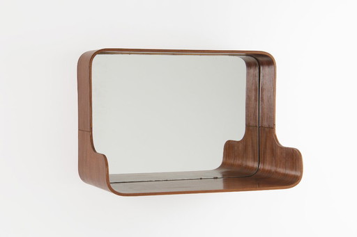 Mid-century wall mirror with shelf