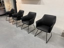 4 Leolux Mara Esszimmerstühle, schwarzes Leder