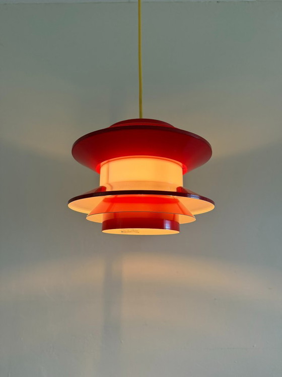 Vintage Carl Thore Trava hanglamp - Zweedse designlamp, Granhaga, Hanglampen, Aluminium, Rood (foto 5 van 10)