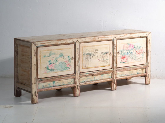Credenza antica dipinta in legno di pino – Cina, circa 1930 – Credenze, Brass (photo 2 of 40)