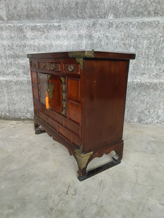 Baule antico coreano, mobile, cassettiera, baule vintage, tavolo-cassapanca, H 82 L 85 P 38 cm – Credenze (photo 3 of 5)