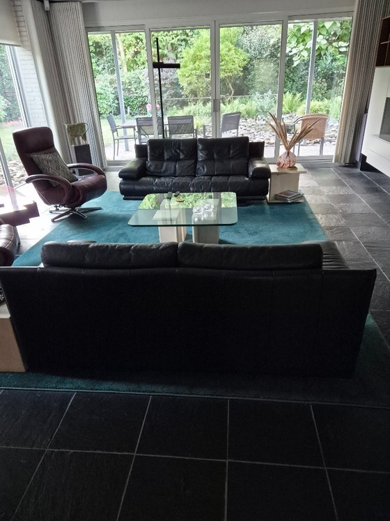 Rolf Benz Set 2 Pieces 6500 2-Seater Sofas Black Leather – 2 seaters, Calfskin (photo 3 of 5)