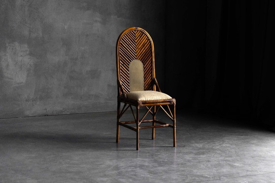 Image 1 of Stoel met hoge rugleuning van bamboe en messing van Gabriella Crespi, Italië, 1970