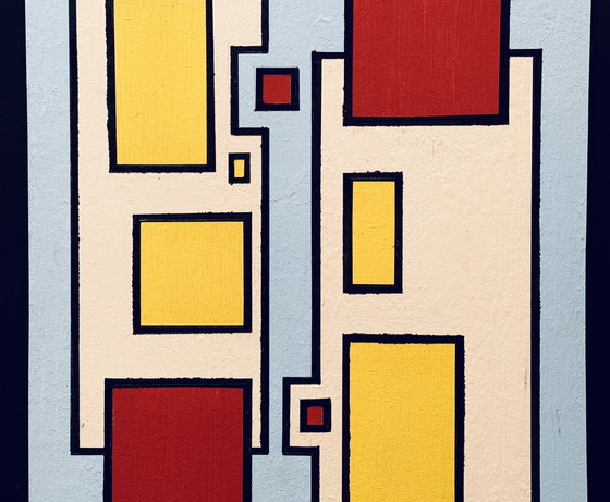 Image 1 of Shozo Hirai - Rare constructivist painting on panel circa 1980