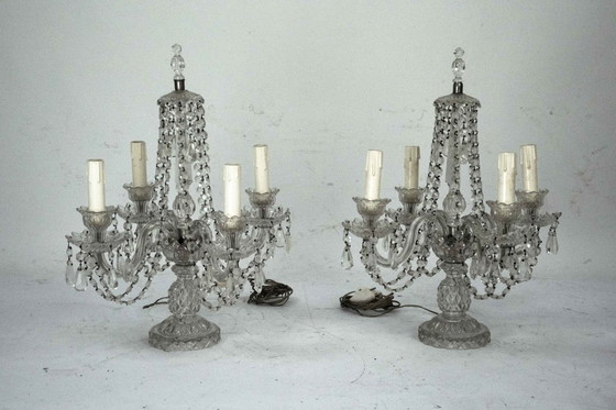 Image 1 of Maria Theresa Crystal Candelabra Table Lamps. Set of two. Italy 1940s
