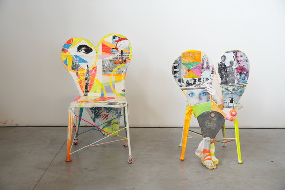 Image 1 of Set di 6 sedie Pop Art firmate da Guido Coletti (1995, firmate nel 2013)