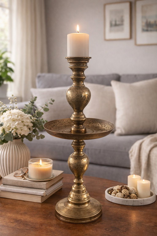 Marokkaans messing kandelaar antiek vintage 