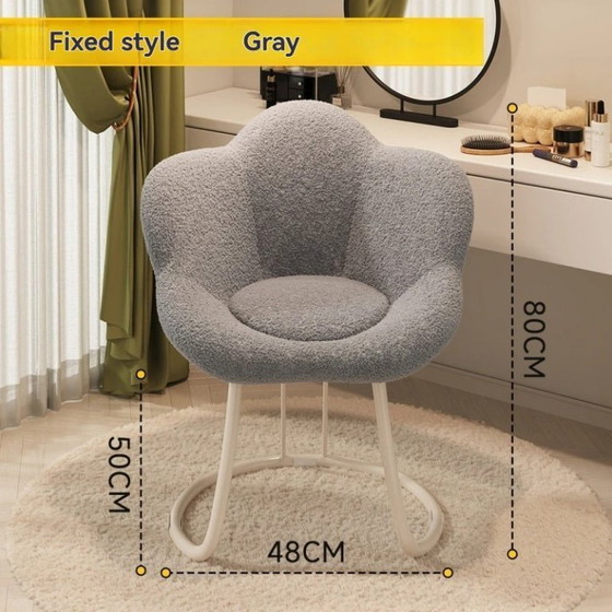 Image 1 of Make-up stoel, kaptafelstoel met rugleuning, kruk in crèmestijl, moderne minimalistische draaibare nagelstoel voor thuisgebruik.