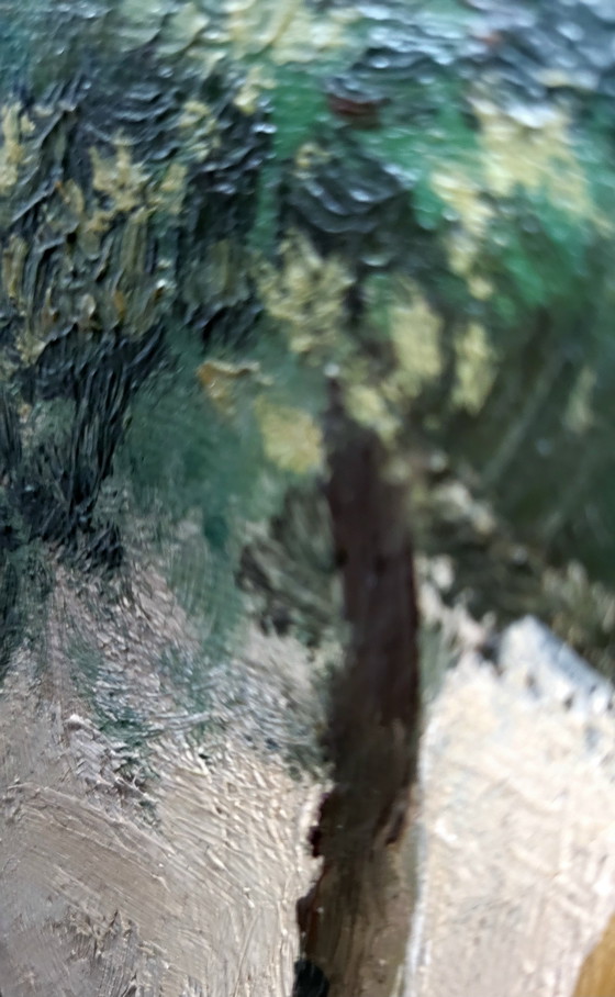 Image 1 of Antique painting - A farmhouse in Soest with chickens running loose by H.Koekoek