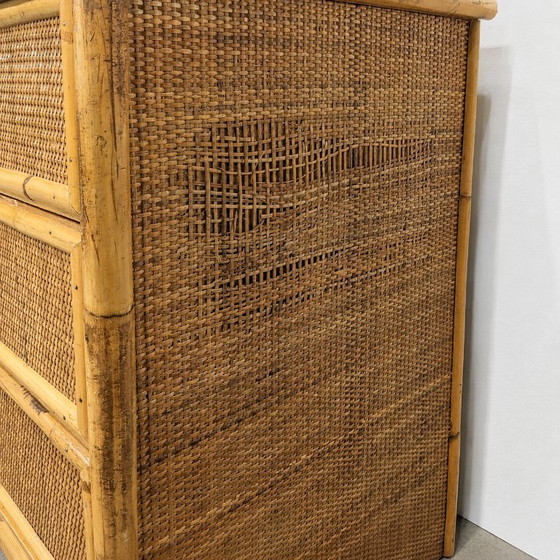Image 1 of Vintage rattan and bamboo sideboard, Italy, circa 1970