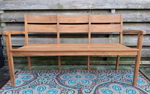 Banco de jardín de teca de 150 cm, para 3 personas