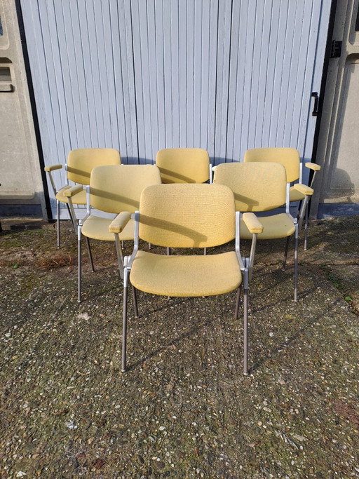 Vintage DSC 106 Tafelstoelen Met Armleuning Van Gian Carlo Piretti Voor Castelli, Jaren 70 - Set Van 6 – eetkamerstoelen