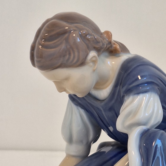 Image 1 of Statuette Of A Girl With Cat, Bing & Grondahl 1960s