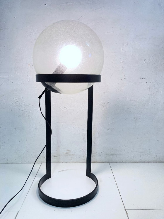 Image 1 of Space Age floor lamp, globe lamp, glass and metal, 70s design