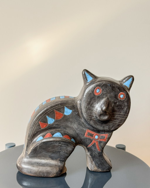 Volkskunst Keramisch Kattenbeeld - Handgemaakt & Geschilderd