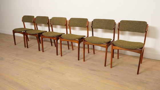 Image 1 of 6 x eetkamerstoelen | Erik Buch | Model 49 | Teak | Opnieuw gestoffeerd
