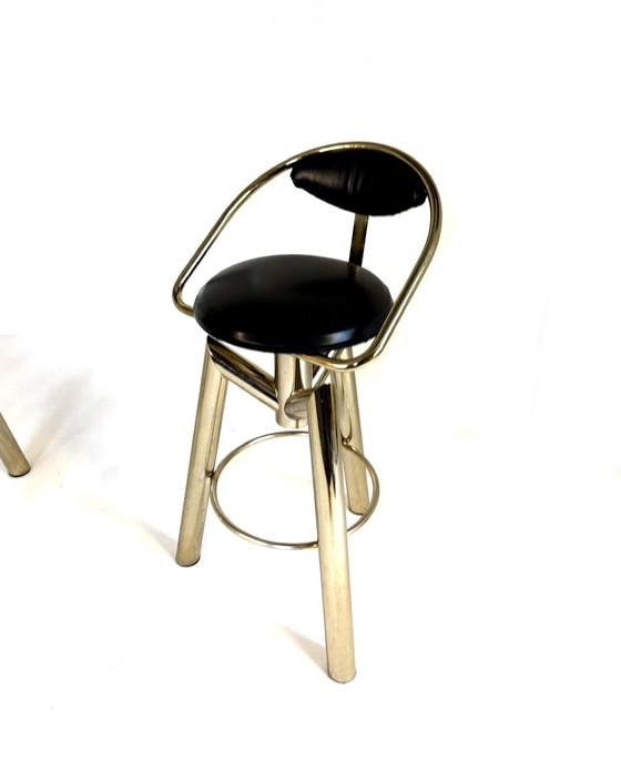 Image 1 of 4x Italian bar stool Hollywood Regency style '80