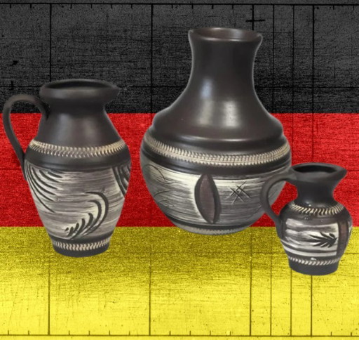 (W001) Wunderschönes Trio westdeutscher Vasen von Eckhardt & Engler (1950er-1960er Jahre)