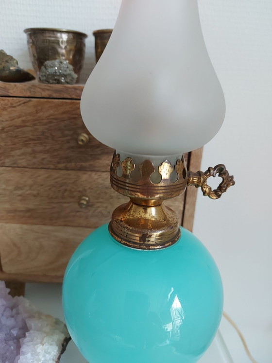 Murano Opaline Vintage Lamp – Tafellampen, Glas, Messing (photo 2 of 6)