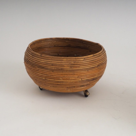 Pair of Italian Mid-Century Pencil-Reed Rattan Planters Attributed to Vivai Del Sud – Plant pot (photo 12 of 23)