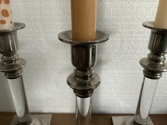 Image 1 of Set aus 3 modernistischen Kerzenleuchtern aus den 1970er Jahren