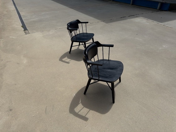 Image 1 of Ensemble de 2 fauteuils Stellar Works Exchange en chêne noir
