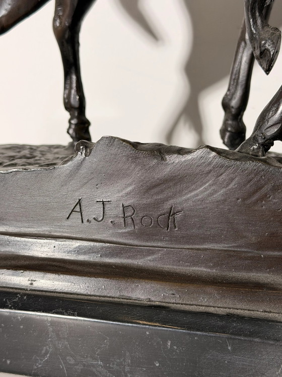 A.J. Rock Bronze Horse Sculpture on Black Marble Base (photo 3 of 4)