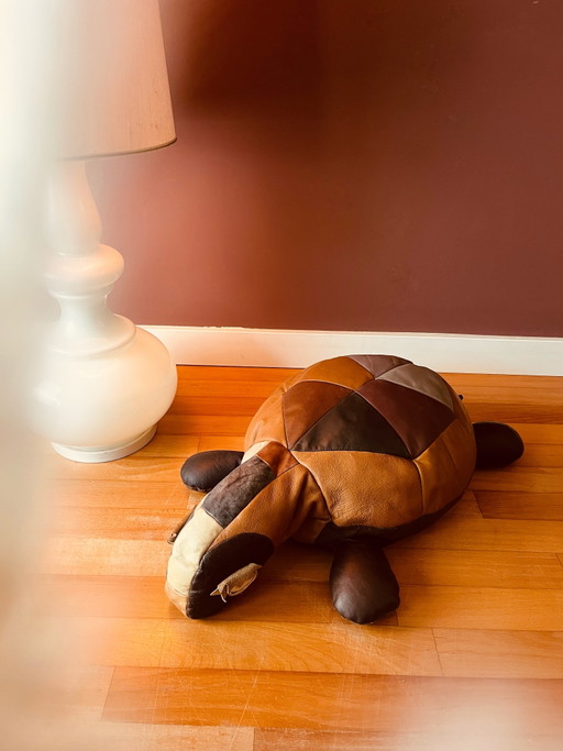 Unique! 70s Design Zoomorphic leather turtle