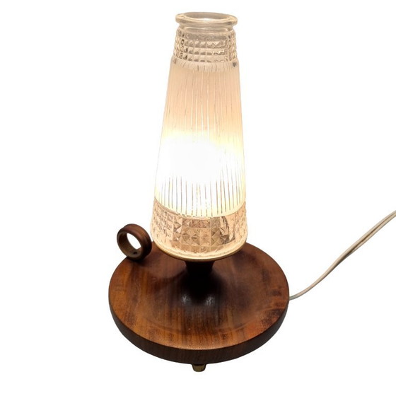 Image 1 of Lampe de nuit vintage en bois sur pied