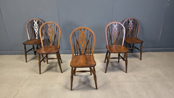 Image 1 of Ensemble de 5 chaises de salle à manger Ercol vintage, années 1950