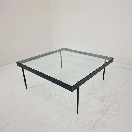 Janni Van Pelt "G4A" salontafel van staal en glas, Nederland 1958