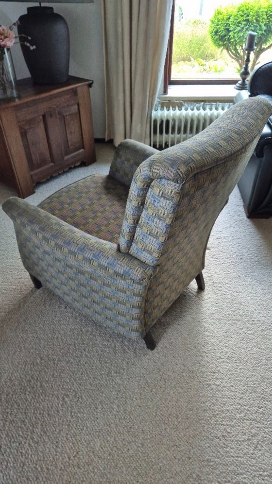 Vintage Designer Wingback Armchair with Oak Legs – Koekoek, Textile (photo 7 of 21)