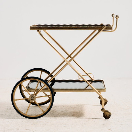 MK10357 Carrito con estructura de latón de Maison Jansen, Francia – serveerwagens, Metal