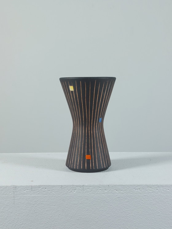 Image 1 of Vaso in ceramica da studio vintage della metà del secolo Steuler decoro in graffito