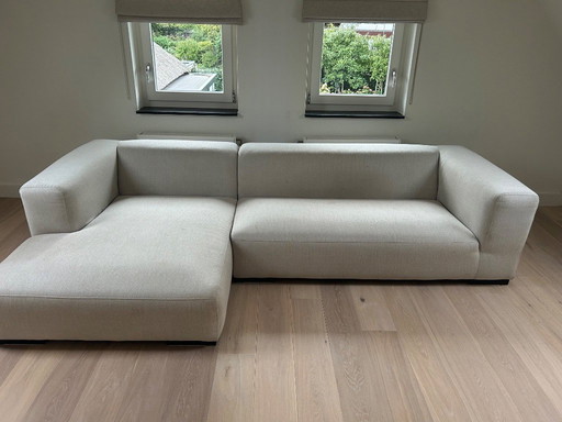 Beige bank met chaise longue 