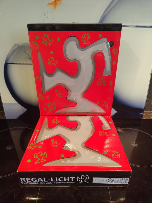 La Linea - Lamp after Osvaldo Cavandoli, Keith Haring - Set 2 Pieces 1990