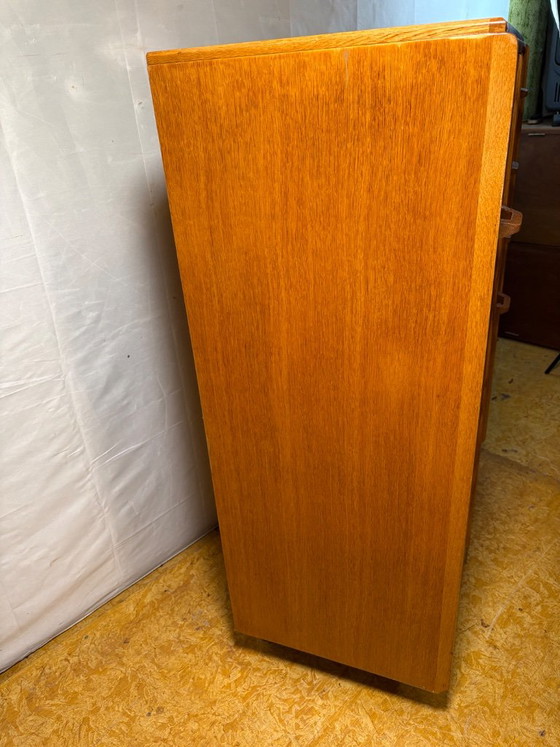 Rare Vintage G-Plan E. Gomme Oak Compactum Gentleman’s Wardrobe | C.1950–1960 | Gold Stamp – GPlan, Wood (photo 14 of 15)