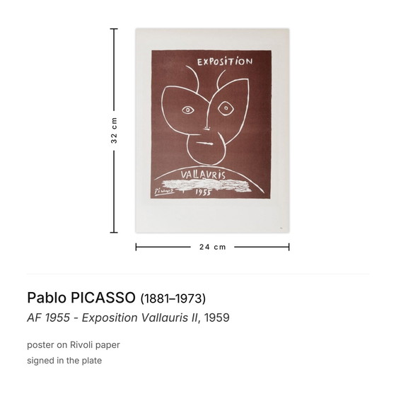 Image 1 of Pablo PICASSO AF 1955 - Exposition Vallauris II poster 1959