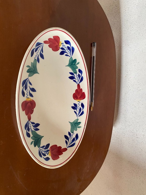 Antique Petrus Regout Maastricht “Boerenbont” Oval Serving Platter – C. 1900 – Crockery, Porcelain (photo 5 of 8)