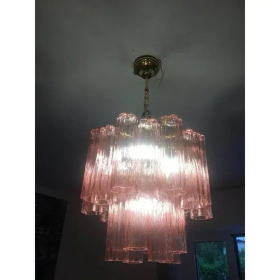 Image 1 of Coppia di lampadari contemporanei Tronchi Murano rosa