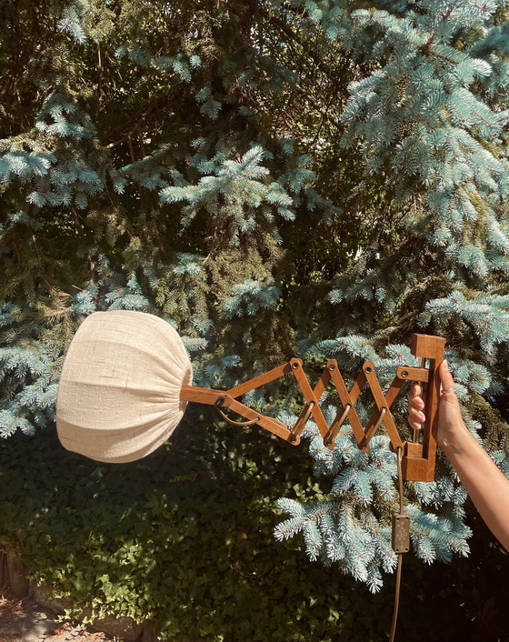 Image 1 of Teak Scissor Lamp by Linus Bopp Limbach 