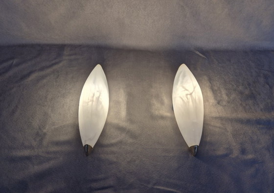 Image 1 of Coppia di lampade da parete vintage Näve Leuchten (1998) - Vetro smerigliato, dettagli in ottone, modello 1431
